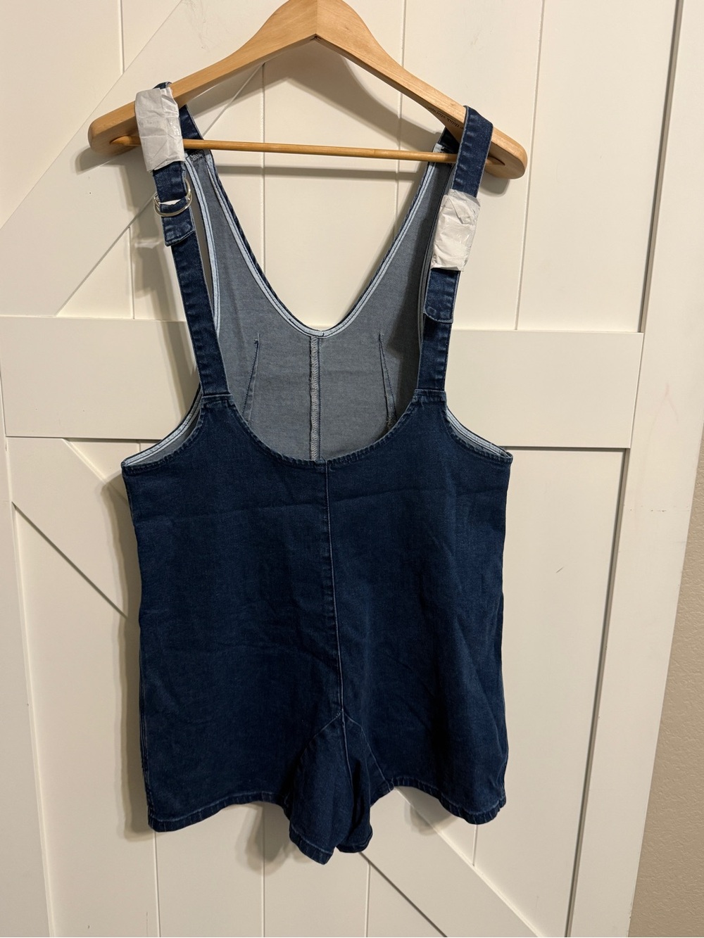 Denim Short Overalls Dark Blue Women’s Small Adjustable Straps Front Pockets - Picture 5 of 6